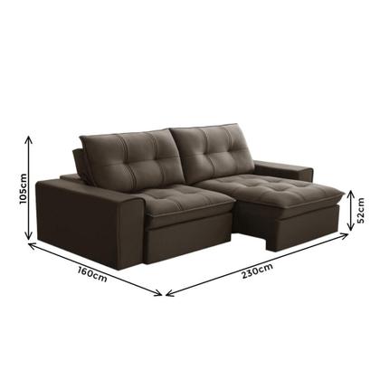 Imagem de Sofá 3L 2,3m Ret/Rec Veludo Ferguile Argos - Tabaco