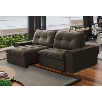 Imagem de Sofá 3L 2,3m Ret/Rec Veludo Ferguile Argos - Tabaco