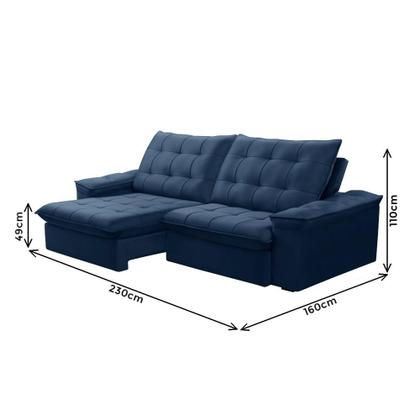 Imagem de Sofá 3L 2,3m Ret/Rec Veludo Ferguile Batam - Azul