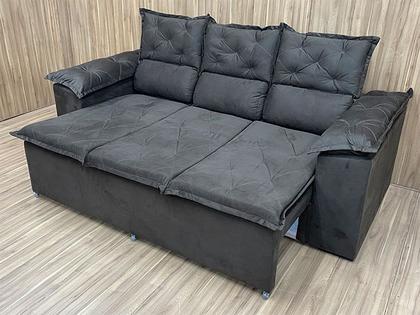 Sofá 3Lug Retrátil e Reclinável Compact2,00m Vel Marrom 200 - Alpoim Imagem de Sofá 3Lug Retrátil e Reclinável Compact2,00m Vel Marrom 200