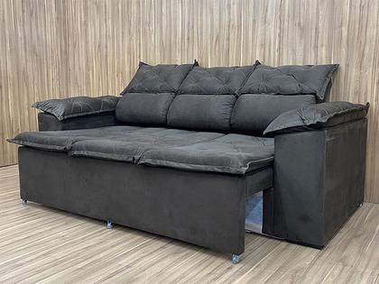 Sofá 3Lug Retrátil e Reclinável Compact2,00m Vel Marrom 200 - Alpoim Imagem de Sofá 3Lug Retrátil e Reclinável Compact2,00m Vel Marrom 200
