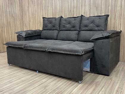 Sofá 3Lug Retrátil e Reclinável Compact2,00m Vel Marrom 200 - Alpoim Imagem de Sofá 3Lug Retrátil e Reclinável Compact2,00m Vel Marrom 200