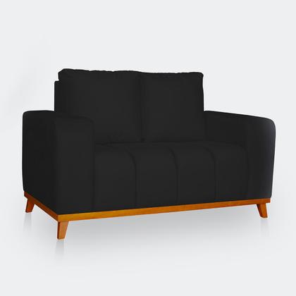 Imagem de Sofá 3x2 Lugares Memphis Ultra Conforto em Madeira Maciça e Suede Preto - LH Decor