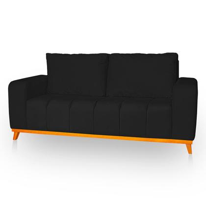 Imagem de Sofá 3x2 Lugares Memphis Ultra Conforto em Madeira Maciça e Suede Preto - LH Decor