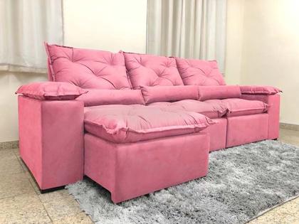 Sofá 4 e 5 Lugares Retrátil e Reclinável 2,90 metros Alpoim Estofados Rose 607 Athenas Imagem de Sofá 4 e 5 Lugares Retrátil e Reclinável 2,90 metros Alpoim Estofados Rose 607 Athenas