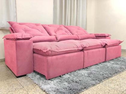 Sofá 4 e 5 Lugares Retrátil e Reclinável 2,90 metros Alpoim Estofados Rose 607 Athenas Imagem de Sofá 4 e 5 Lugares Retrátil e Reclinável 2,90 metros Alpoim Estofados Rose 607 Athenas