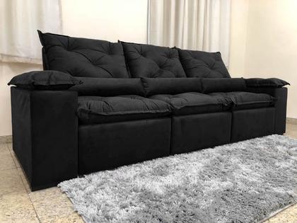 Sofá 4 e 5 Lugares Retrátil e Reclinável Preto 2,90m Alpoim Estofados Athenas Imagem de Sofá 4 e 5 Lugares Retrátil e Reclinável Preto 2,90m Alpoim Estofados Athenas