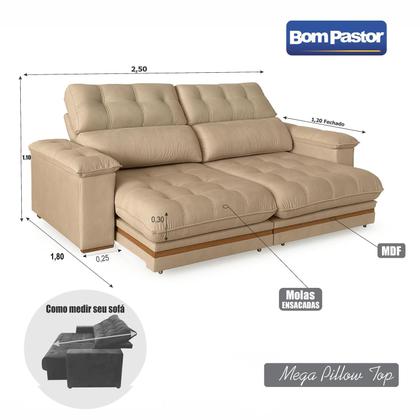 Imagem de Sofá 4 Lugares 2,50m Retrátil e Reclinável Turim Bom Pastor