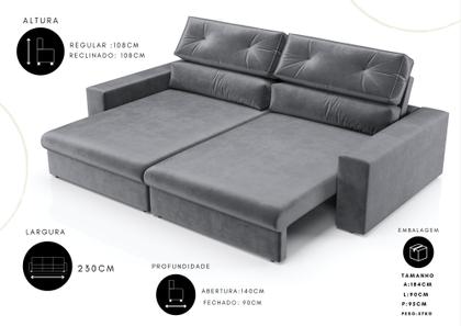 Imagem de Sofá 4 Lugares Athena assento Retrátil e Reclinavel 2,30m(L) - CIALAR