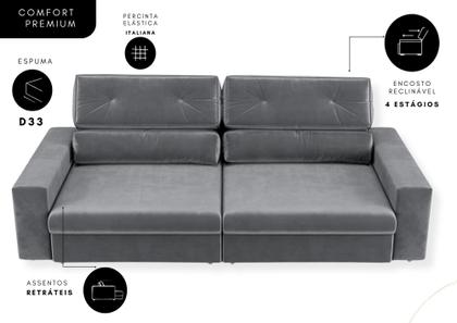 Imagem de Sofá 4 Lugares Athena assento Retrátil e Reclinavel 2,30m(L) - CIALAR