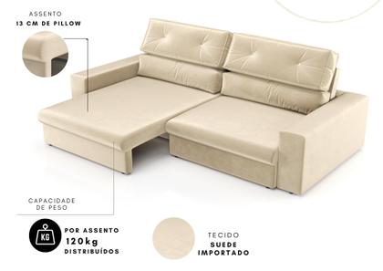 Sofá 4 Lugares Athena assento Retrátil e Reclinavel 2,30m(L) - CIALAR Imagem de Sofá 4 Lugares Athena assento Retrátil e Reclinavel 2,30m(L) - CIALAR