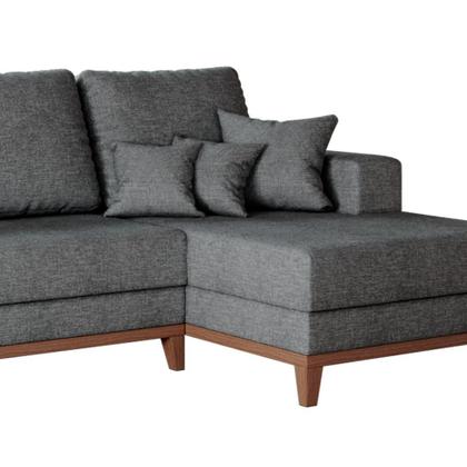Imagem de Sofá 4 Lugares Belgrado com Chaise Direito Linho Cinza 250 cm