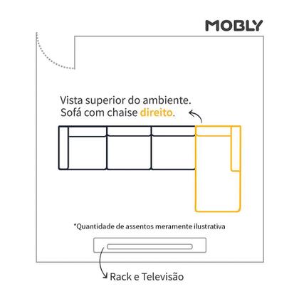 Imagem de Sofá 4 Lugares Belgrado com Chaise Direito Linho Cinza 250 cm