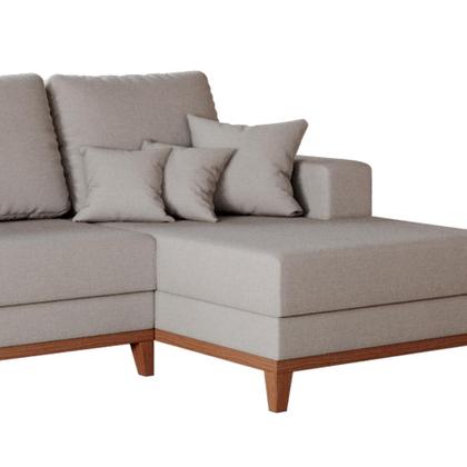 Imagem de Sofá 4 Lugares Belgrado com Chaise Direito Linho Cru 250 cm