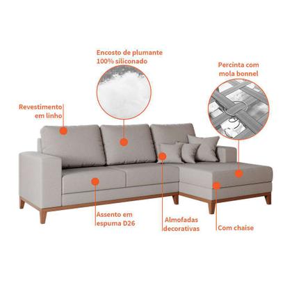 Sofá 4 Lugares Belgrado com Chaise Direito Linho Cru 250 cm - Mobly Imagem de Sofá 4 Lugares Belgrado com Chaise Direito Linho Cru 250 cm