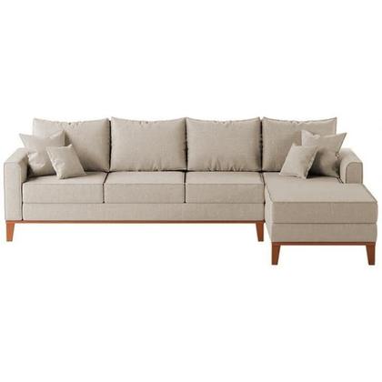 Imagem de Sofá 4 Lugares Beny com Chaise Direito Linho Bege
