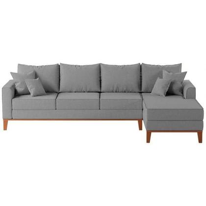 Imagem de Sofá 4 Lugares Beny com Chaise Direito Linho Cinza