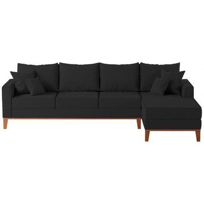 Imagem de Sofá 4 Lugares Beny com Chaise Direito Linho Preto