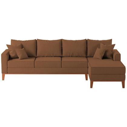 Imagem de Sofá 4 Lugares Beny com Chaise Direito Linho Terracota