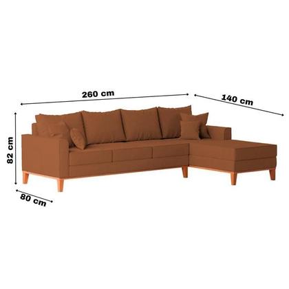 Imagem de Sofá 4 Lugares Beny com Chaise Direito material sintético Terracota