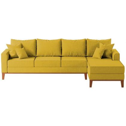Imagem de Sofá 4 Lugares Beny com Chaise Direito Suede Amarelo