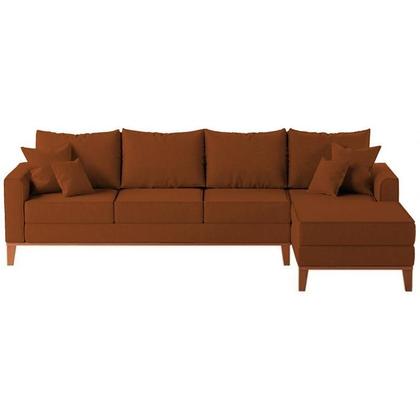 Imagem de Sofá 4 Lugares Beny com Chaise Direito Suede Terracota
