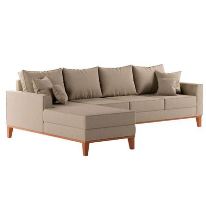 Sofá 4 Lugares Beny Com Chaise Esquerdo Linho Bege - Mobly Imagem de Sofá 4 Lugares Beny Com Chaise Esquerdo Linho Bege
