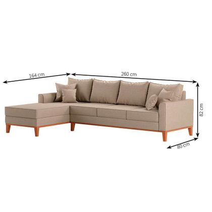 Sofá 4 Lugares Beny Com Chaise Esquerdo Linho Bege - Mobly Imagem de Sofá 4 Lugares Beny Com Chaise Esquerdo Linho Bege