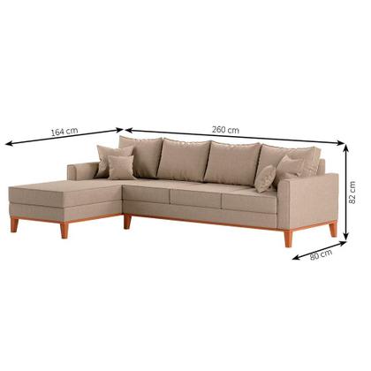 Imagem de Sofá 4 Lugares Beny Com Chaise Esquerdo Linho Bege