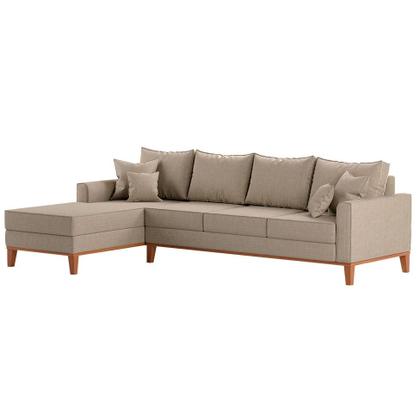 Imagem de Sofá 4 Lugares Beny Com Chaise Esquerdo Linho Bege