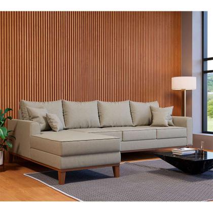 Sofá 4 Lugares Beny Com Chaise Esquerdo Linho Bege - Mobly Imagem de Sofá 4 Lugares Beny Com Chaise Esquerdo Linho Bege