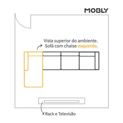 Imagem de Sofá 4 Lugares Beny Com Chaise Esquerdo Linho Cru