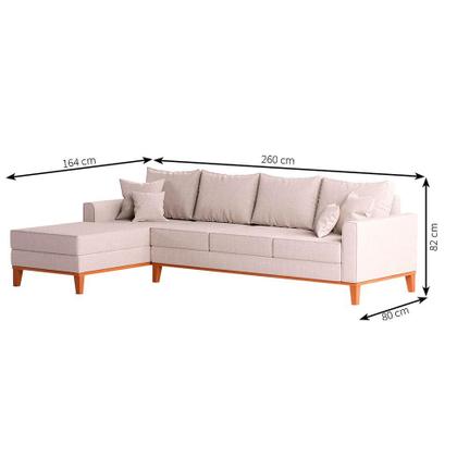 Imagem de Sofá 4 Lugares Beny Com Chaise Esquerdo Linho Cru
