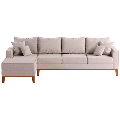 Imagem de Sofá 4 Lugares Beny Com Chaise Esquerdo Linho Cru