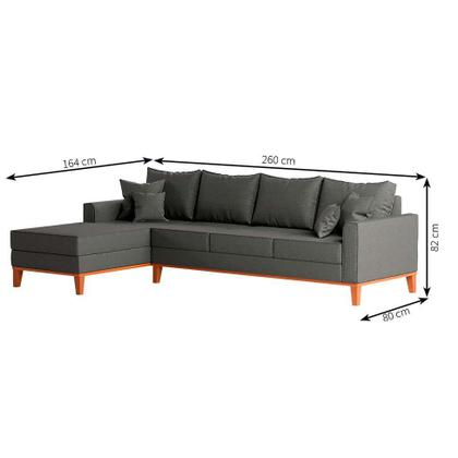 Sofá 4 Lugares Beny Com Chaise Esquerdo Linho Grafite - Mobly Imagem de Sofá 4 Lugares Beny Com Chaise Esquerdo Linho Grafite