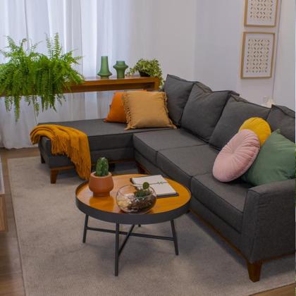 Imagem de Sofá 4 Lugares Beny Com Chaise Esquerdo Linho Grafite