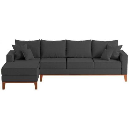Imagem de Sofá 4 Lugares Beny com Chaise Esquerdo Linho Grafite