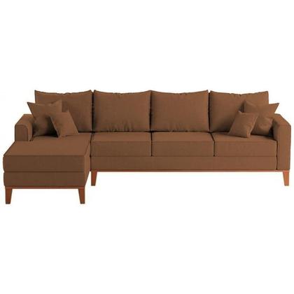 Imagem de Sofá 4 Lugares Beny com Chaise Esquerdo Linho Terracota