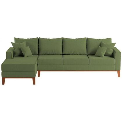 Imagem de Sofá 4 Lugares Beny com Chaise Esquerdo Linho Verde Oliva