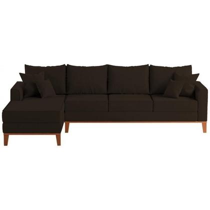 Imagem de Sofá 4 Lugares Beny com Chaise Esquerdo material sintético Marrom