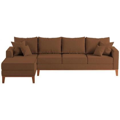 Imagem de Sofá 4 Lugares Beny com Chaise Esquerdo material sintético Terracota