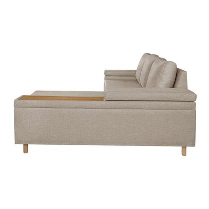 Imagem de Sofá 4 Lugares Clássico com Chaise Direito Linho Caramelo