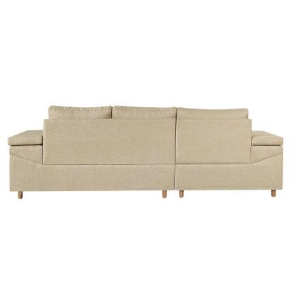 Imagem de Sofá 4 Lugares Clássico com Chaise Esquerdo Linho Bege Claro