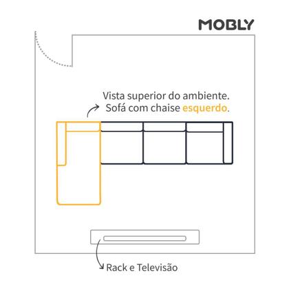 Imagem de Sofá 4 Lugares Clássico com Chaise Esquerdo Linho Bege