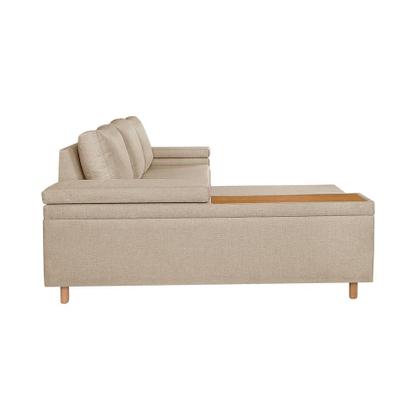 Imagem de Sofá 4 Lugares Clássico com Chaise Esquerdo Linho Bege