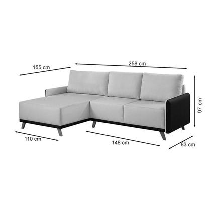 Imagem de Sofá 4 Lugares com Chaise Lado Esquerdo 258cm em material sintético Geribá