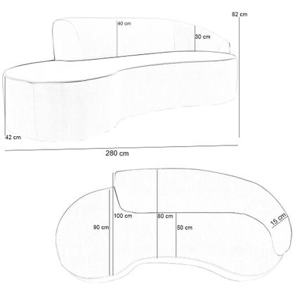 Imagem de Sofá 4 Lugares Curvo Sala de Estar Living Firenze Direito D02 Veludo Rosê 280 cm C-305 - Lyam