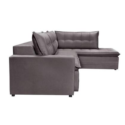 Imagem de Sofá 4 Lugares Decatur com Chaise Direito Veludo Cinza
