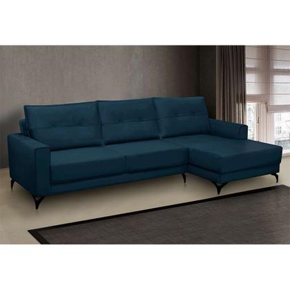 Imagem de Sofá 4 Lugares Heros com Chaise Direito Veludo Azul