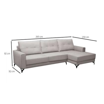 Imagem de Sofá 4 Lugares Heros com Chaise Direito Veludo Prata